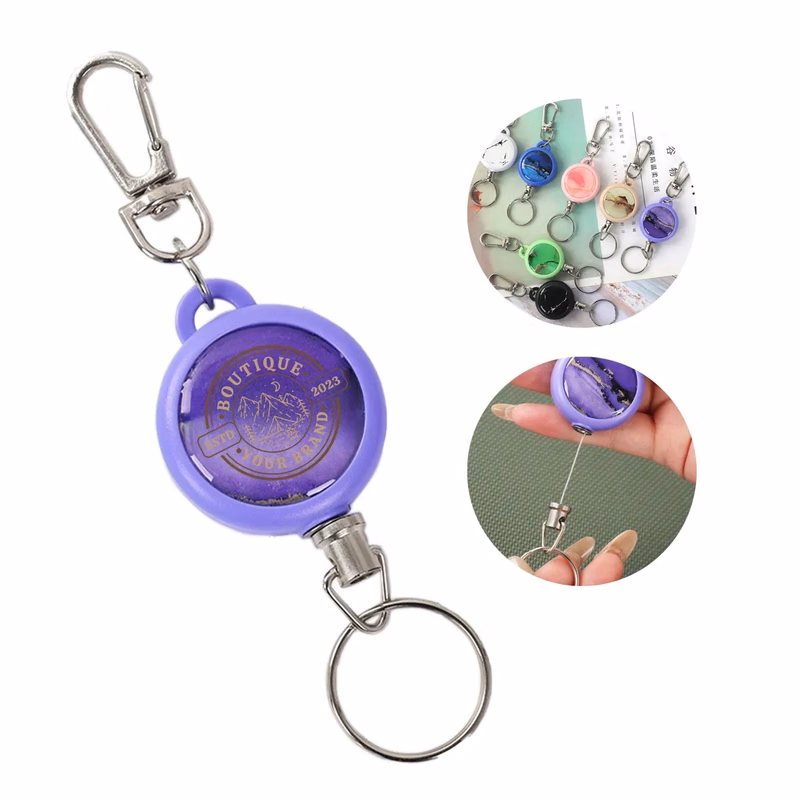 Retractable Keychain Badge Reel Carabiner Ski Pass Holder