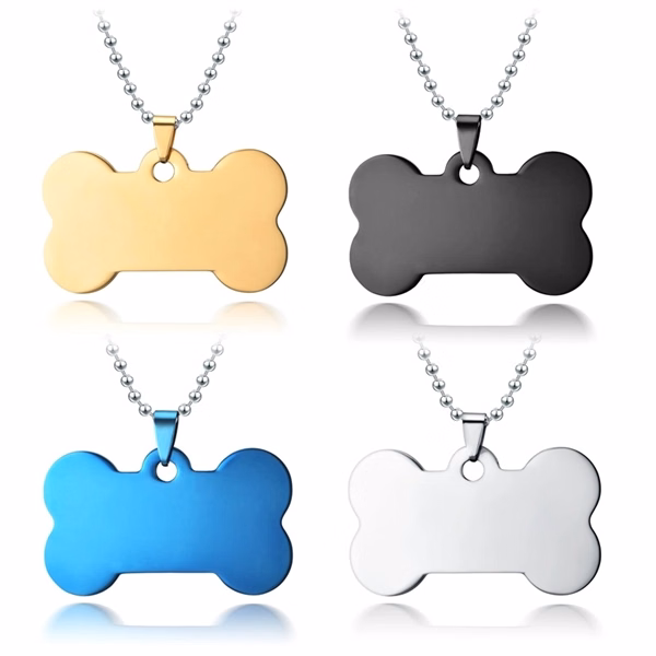 Custom Bone Shaped Stainless Steel ID Tag with Ball Chain — Pet Brand Activation