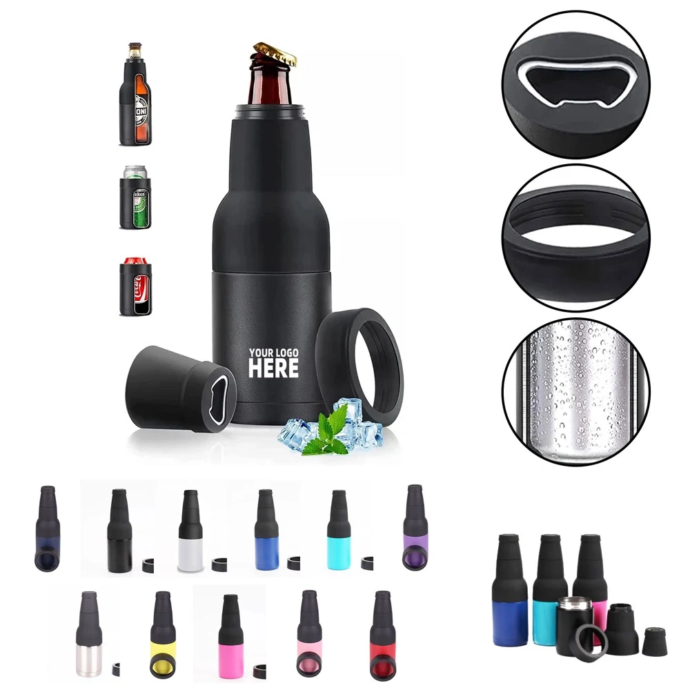 3 in 1 Double Vacuum Insulated Can Cooler, custom koozie with logo imprint 1