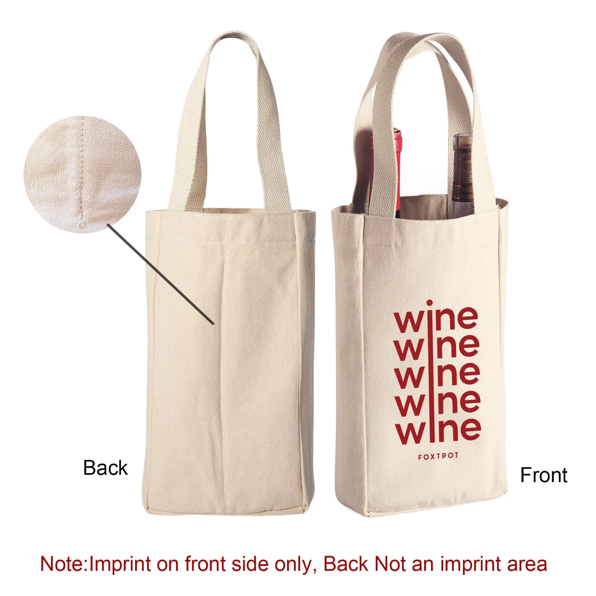 10 oz. Cotton Canvas Wine Bottle Gift Tote bag-CLOSE OUT 1