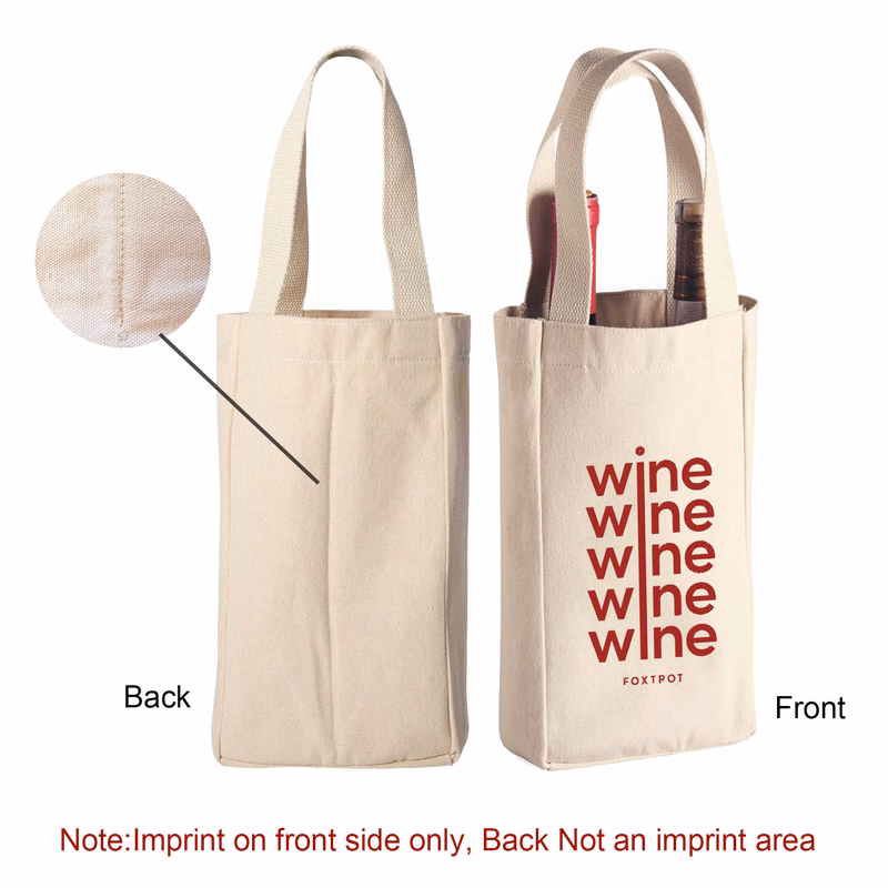 10 oz. Cotton Canvas Wine Bottle Gift Tote bag-CLOSE OUT