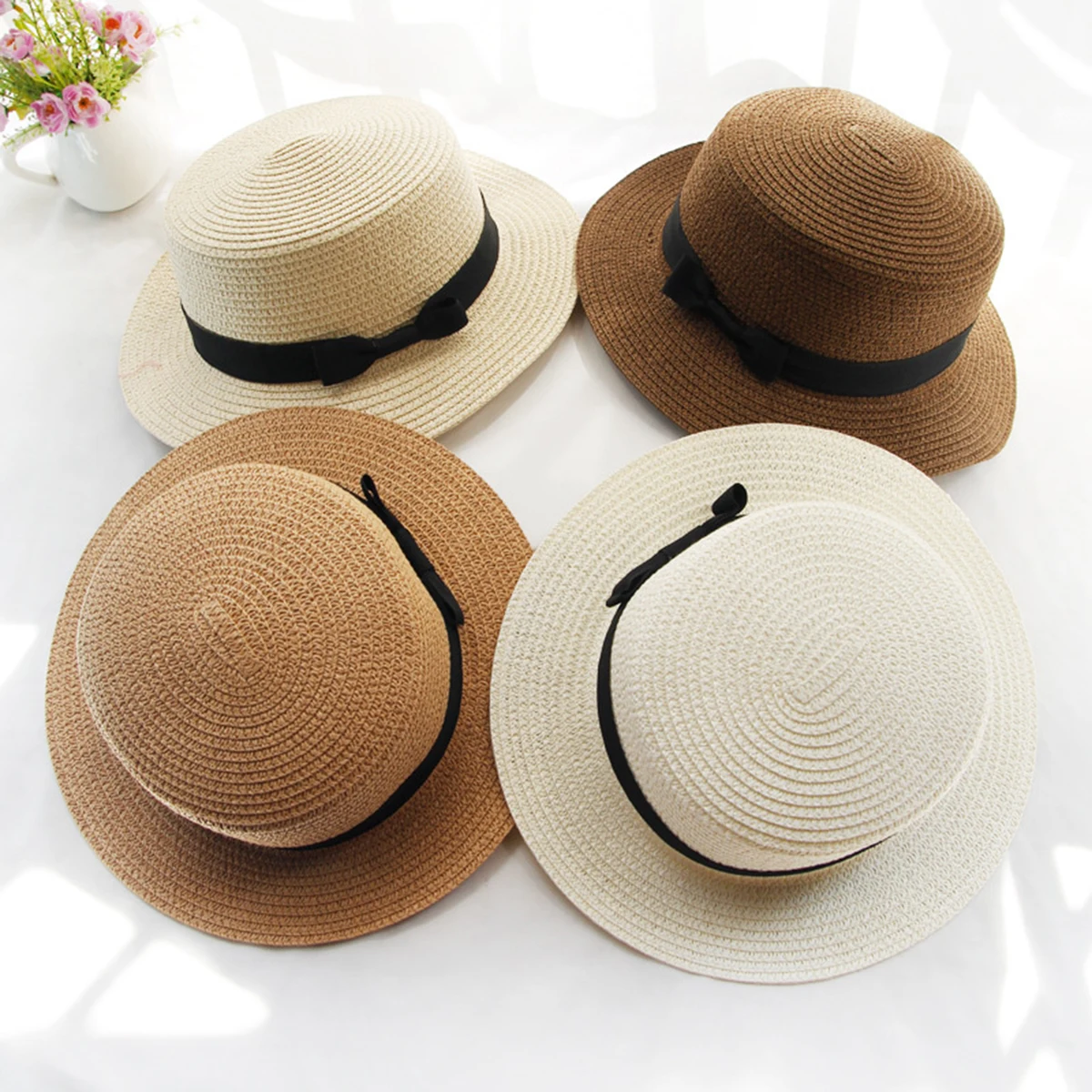 Foldable Wide Brim Floppy Girls Straw Hat 1