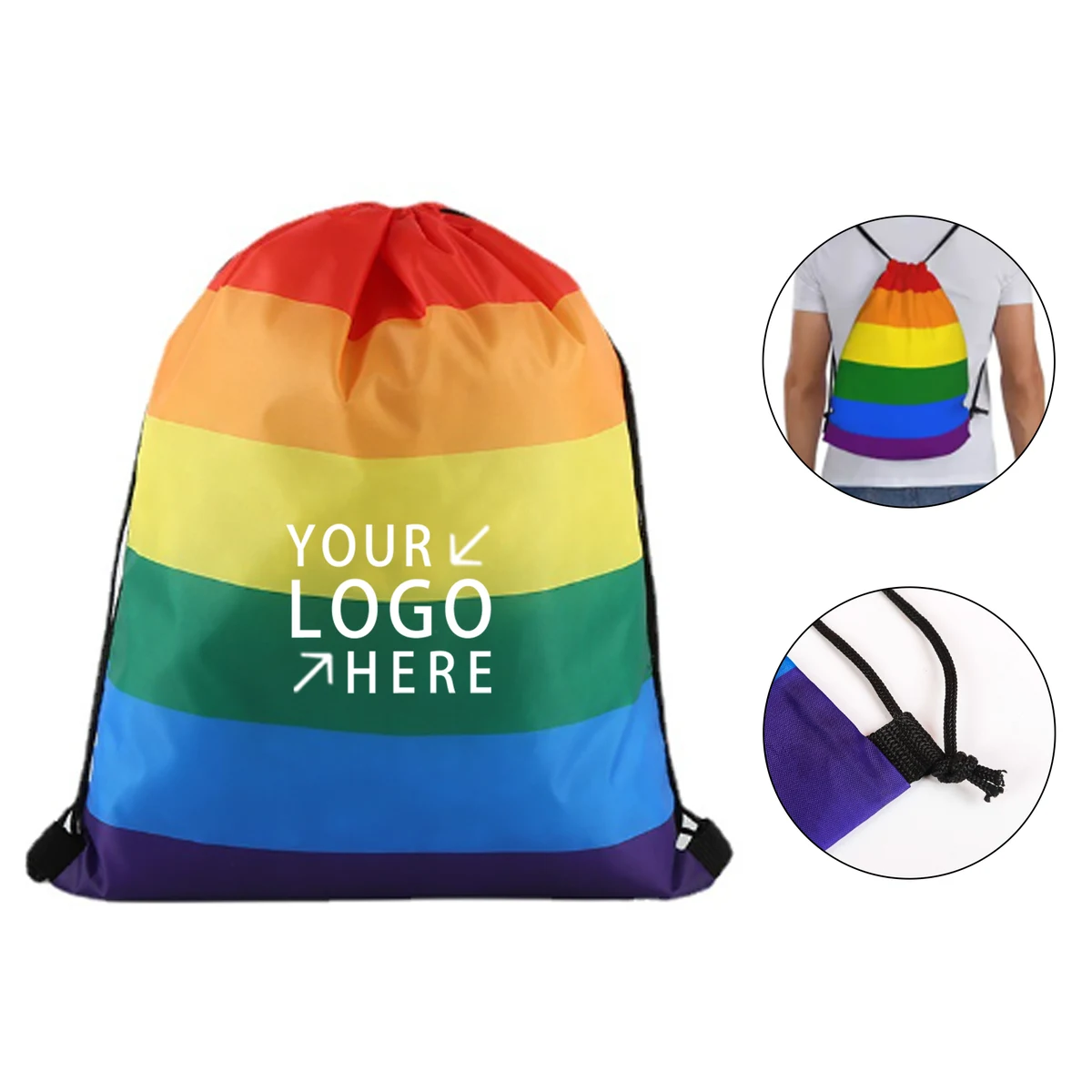 Pride Rainbow Drawstring Backpack Bag 1