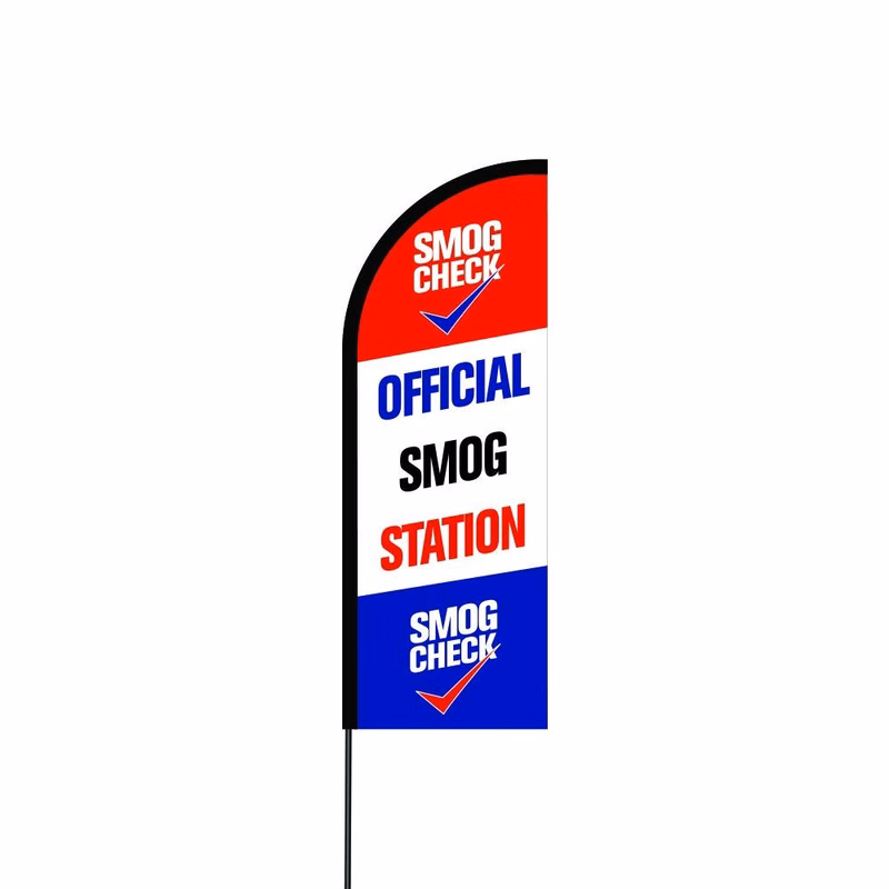 Official Smog Station (Smog Check) Flag Kit Hardware 11' Feet Feather Flag Sign Outdoor Banner