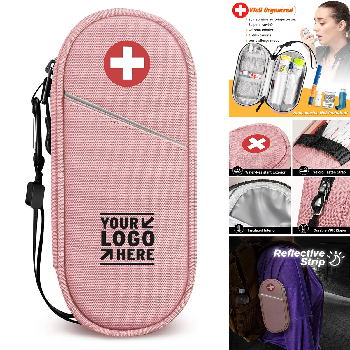EpiPen Medical Emergency Carrying Case Pouch Insulated Travel Medication Organizer Bag 1