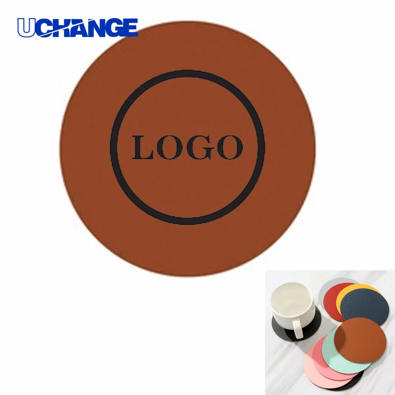 Two Sided Round Leather Coaster Mat