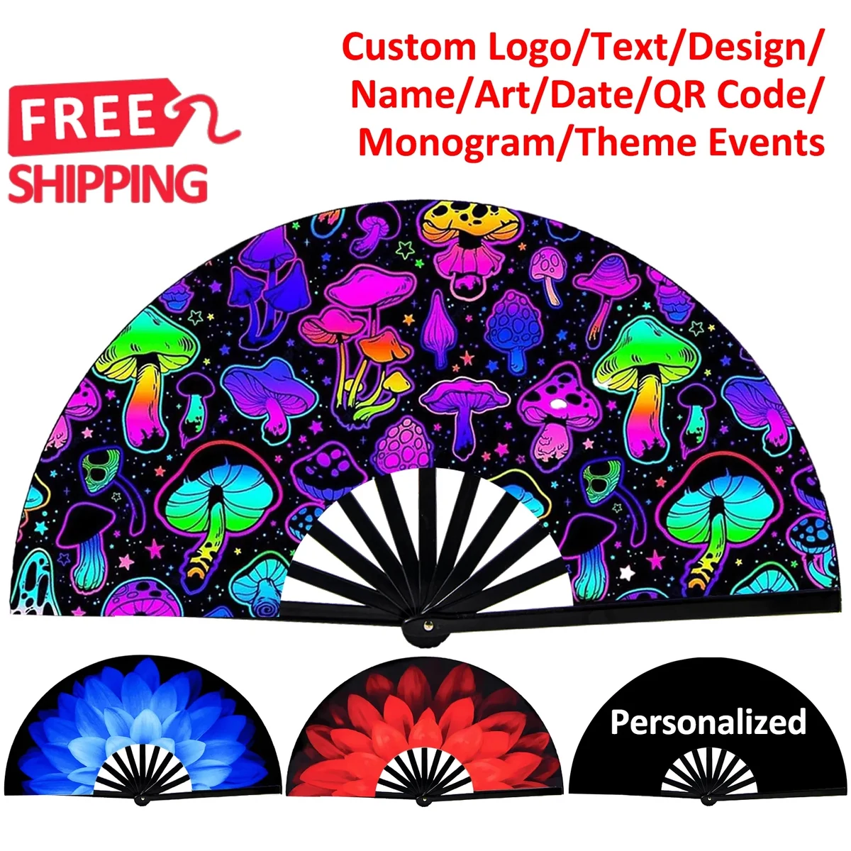 Large Folding Hand Rave Fan Clack Handheld for Line Dancing 1