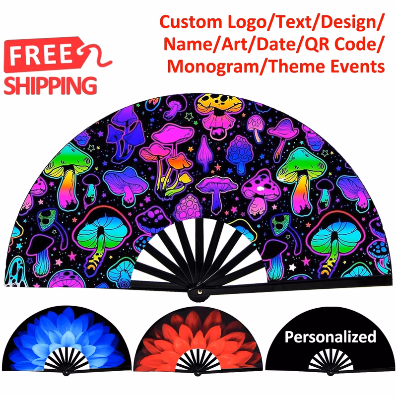 Large Folding Hand Rave Fan Clack Handheld for Line Dancing