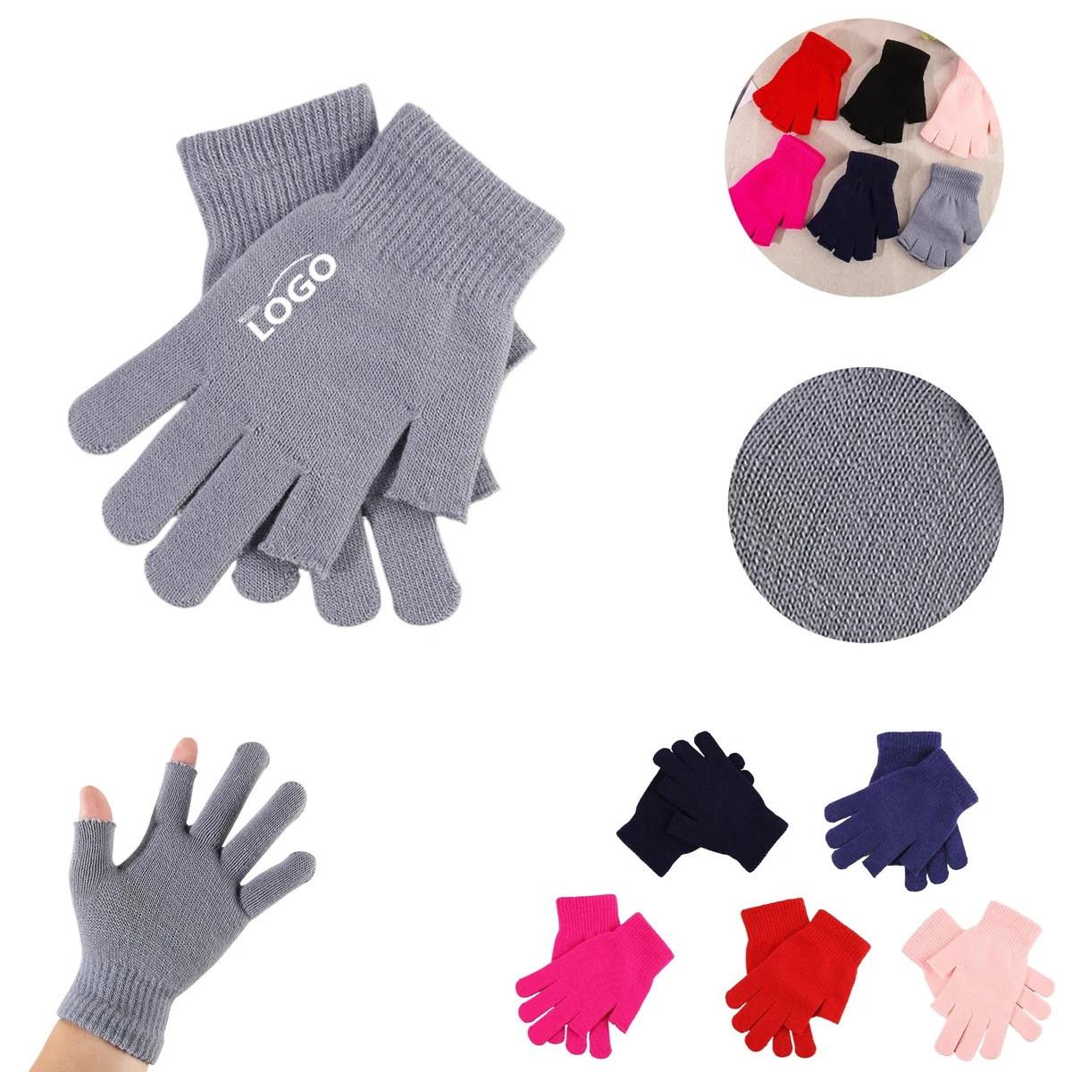 MOQ100 Two Finger Half Gloves Winter Knitted 1