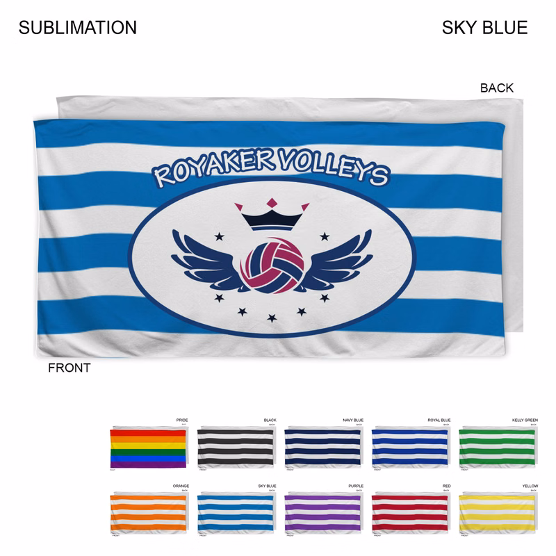 Cabana Stripe Sublimated Plush and Soft Velour Terry Beach Towel, 30x60