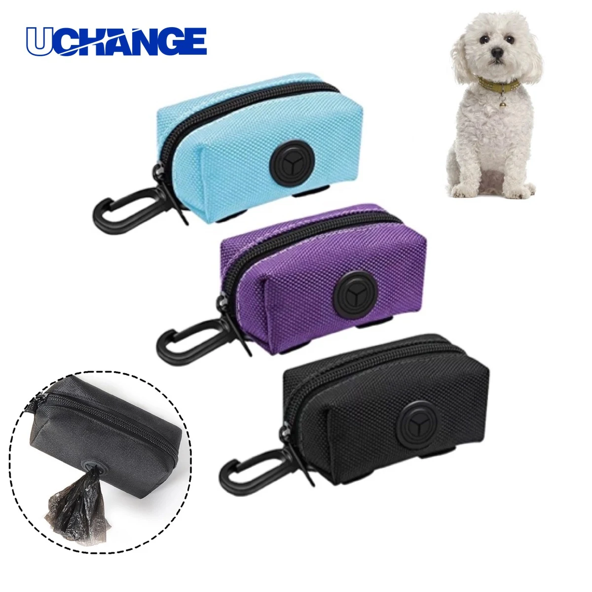 Leash Attached Pet Poop Bag Pouch Dispenser 1
