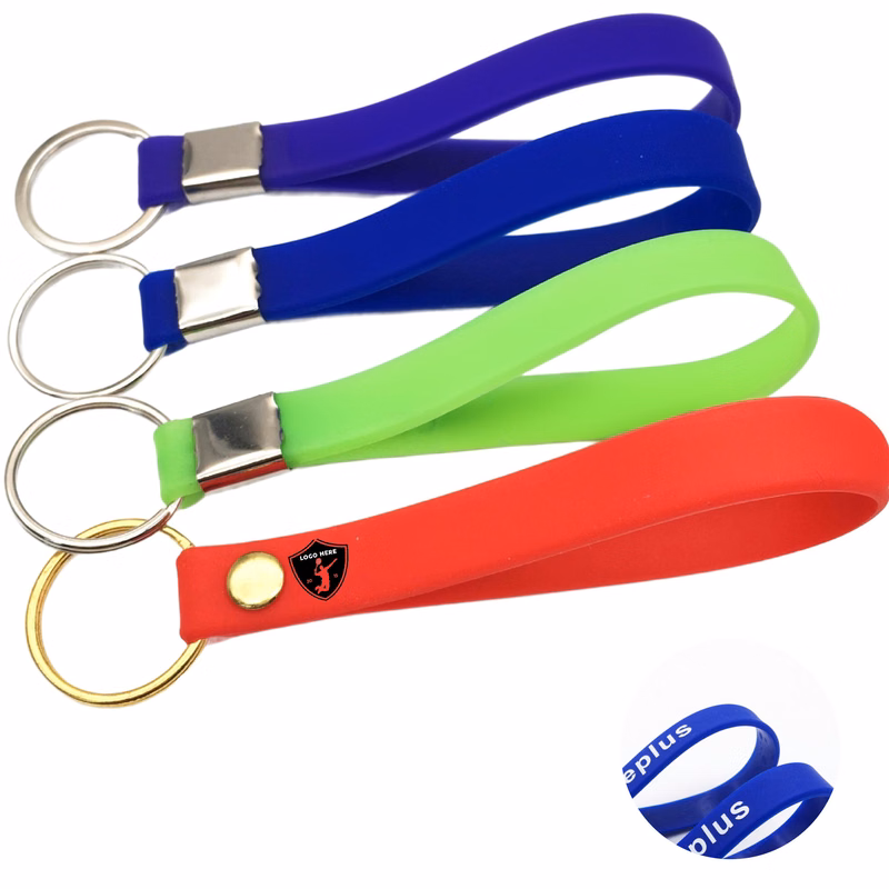 MOQ 50 Personalized Silicone Wristband Keychain with Custom Design