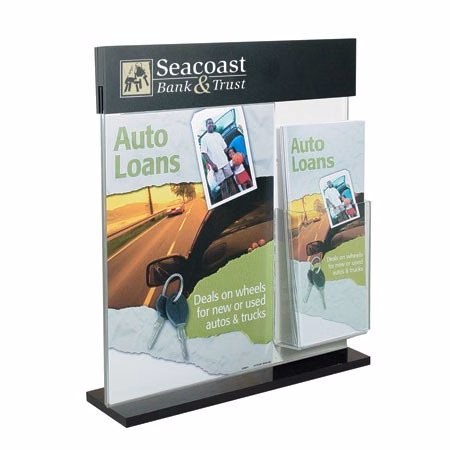 8.5"w x 11"h Acrylic Counter Frame with Header & Brochure Pocket