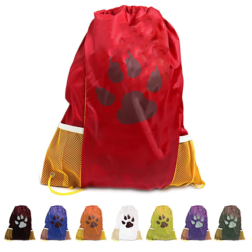 Drawstring Back Pack, 210D Nylon 17.5" x 13.5" pockets 1