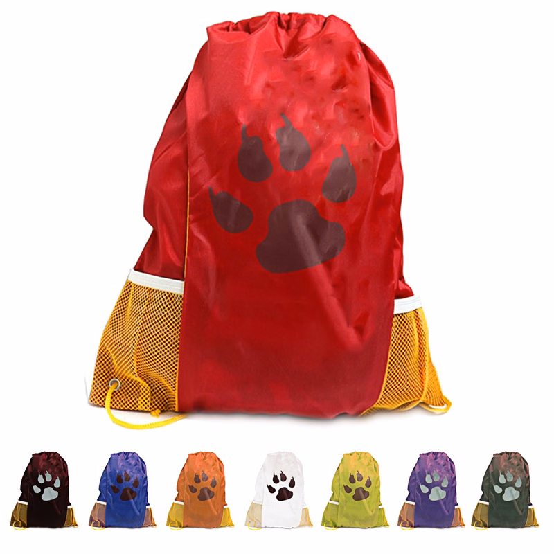 Drawstring Back Pack, 210D Nylon 17.5" x 13.5" pockets