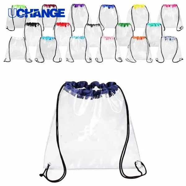Clear PVC Drawstring Backpack Transparent Event Carry 1