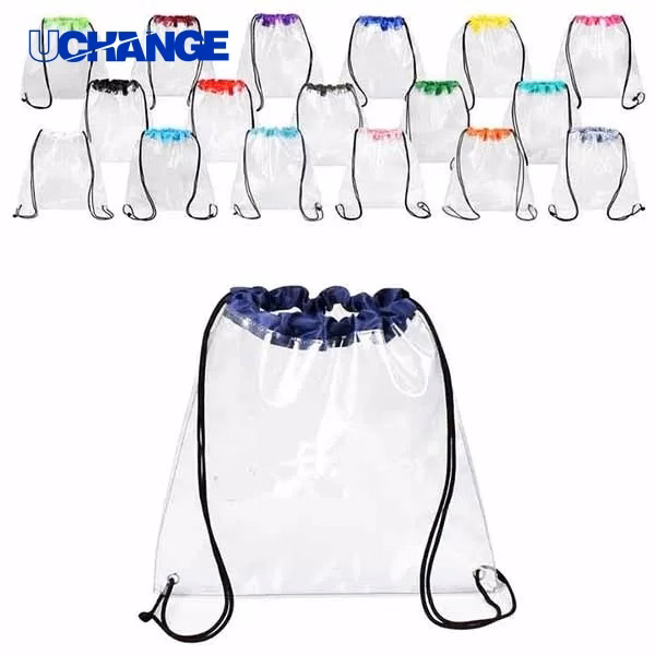 Clear PVC Drawstring Backpack Transparent Event Carry