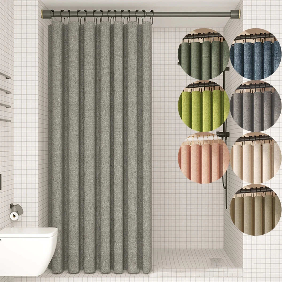 Linen Textured Shower Curtain 1