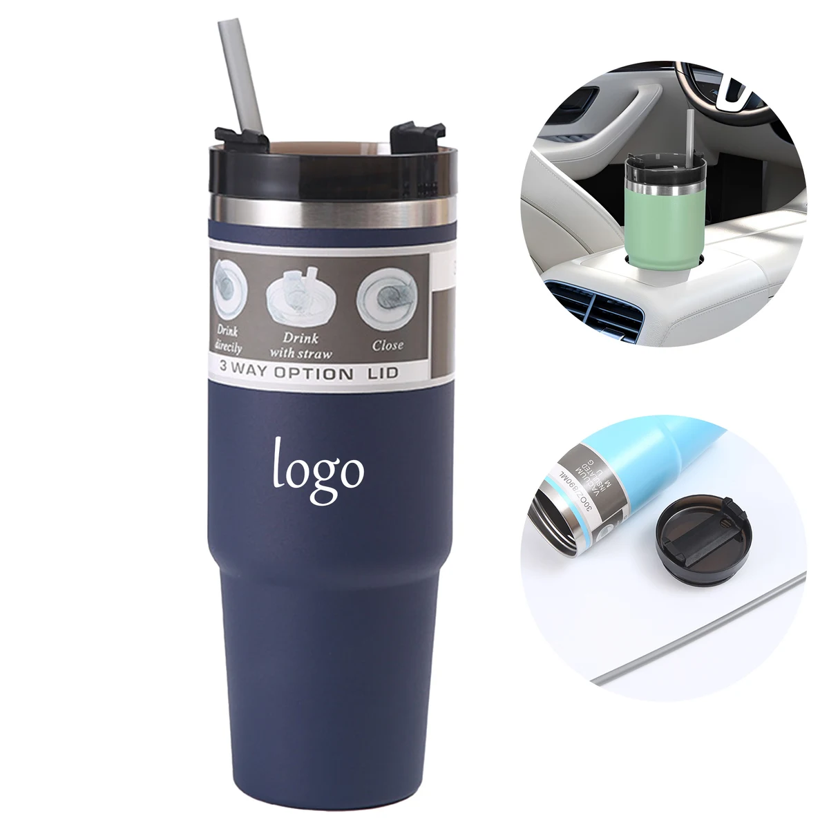 30oz Stainless Steel Cup with Straw 1
