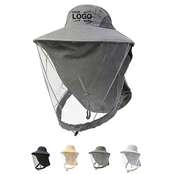 Custom Polyester Mesh Sun Hat with Face Shield — Outdoor Promotional Cap