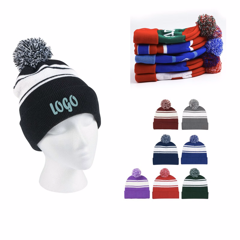 Warmer Knit Cuffed Hat Beanie Cap With Pom