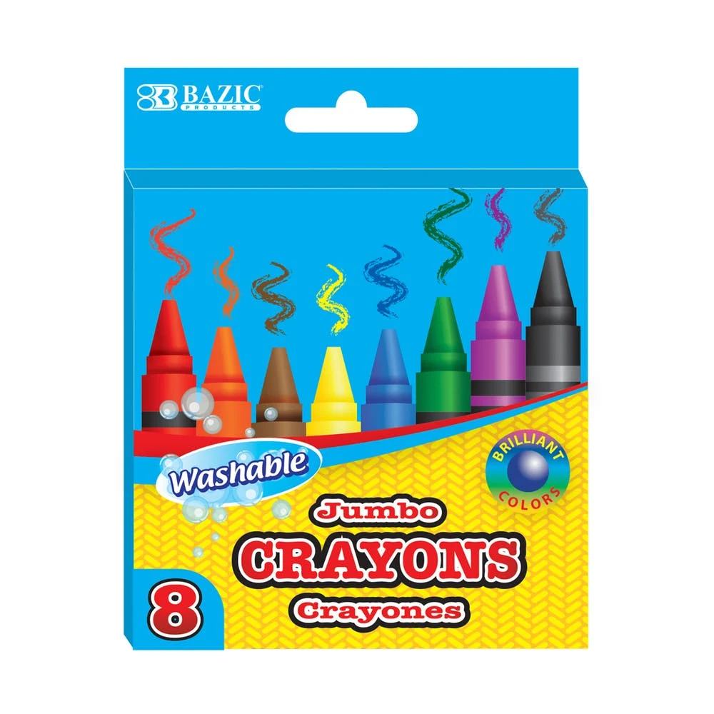Jumbo Washable Crayons - 8 Count Assorted Colors 1