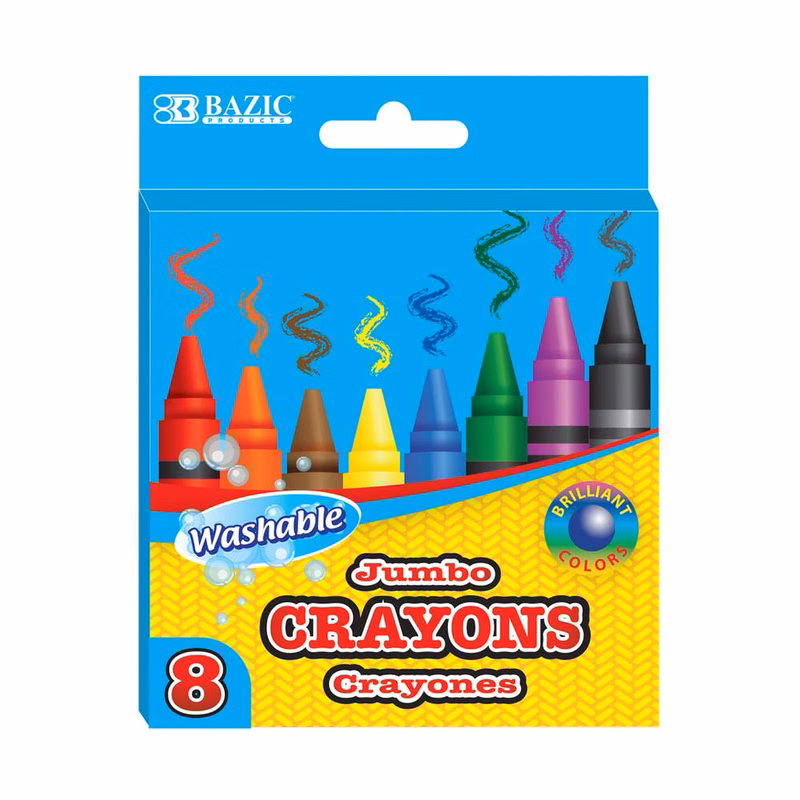 Jumbo Washable Crayons - 8 Count Assorted Colors