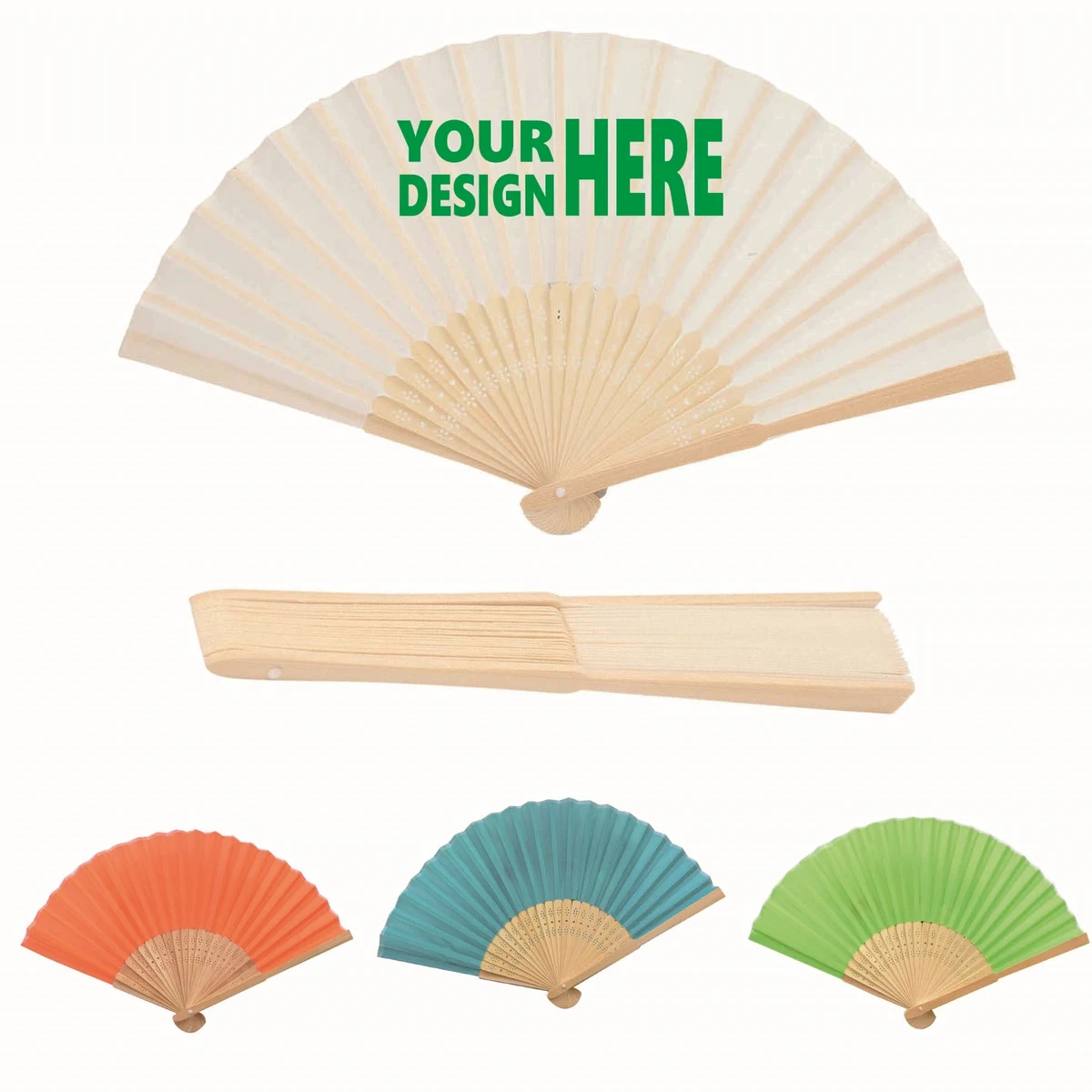 Fabric Bamboo Folding Hand Fan 1