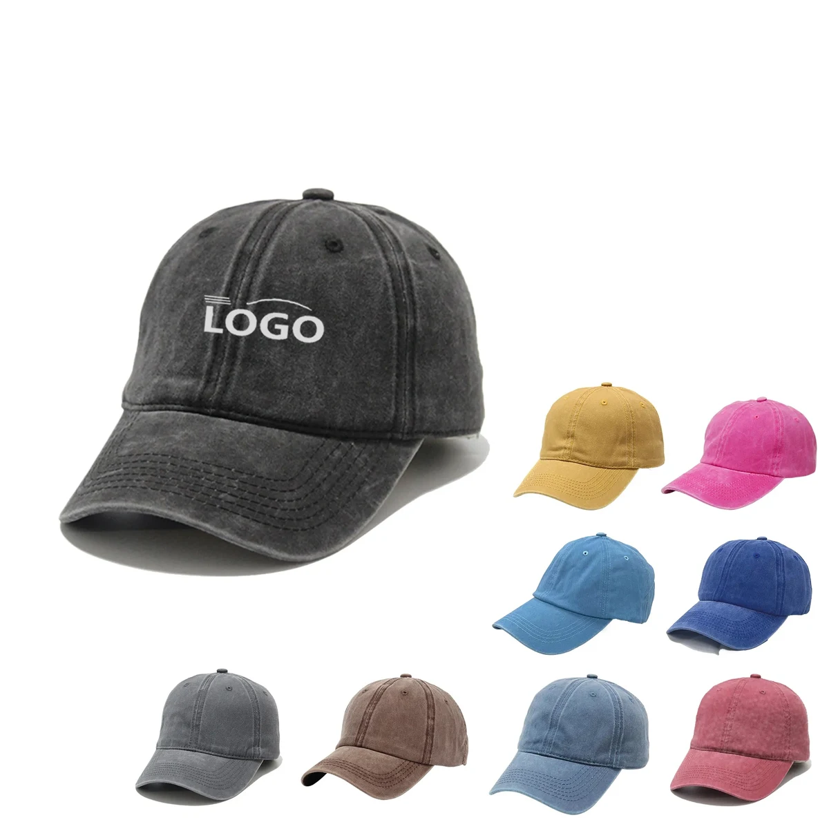 MOQ50 Custom Logo Vintage Denim Duckbill Cap 1