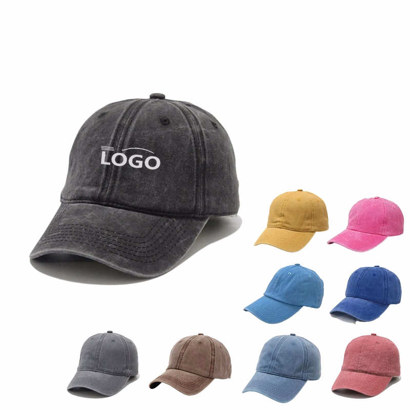 MOQ50 Custom Logo Vintage Denim Duckbill Cap