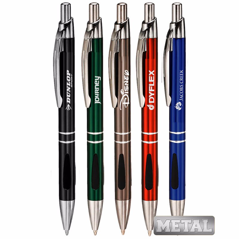 Union Printed, Promotional "Ornate" Colored Metal clicker Pen
