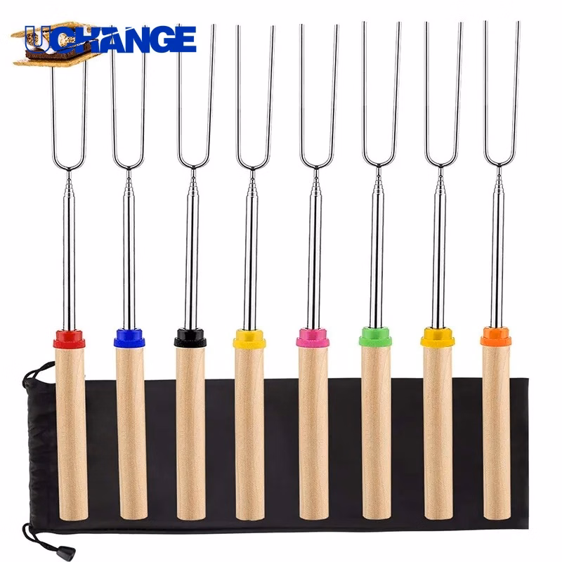 Stainless Steel BBQ Sticks Roasting Skewers for Camping & Backyard BBQs