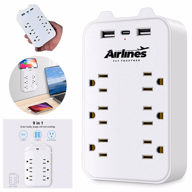 9-in-1 Charging Station with 6 AC Outlets and 3 USB Ports