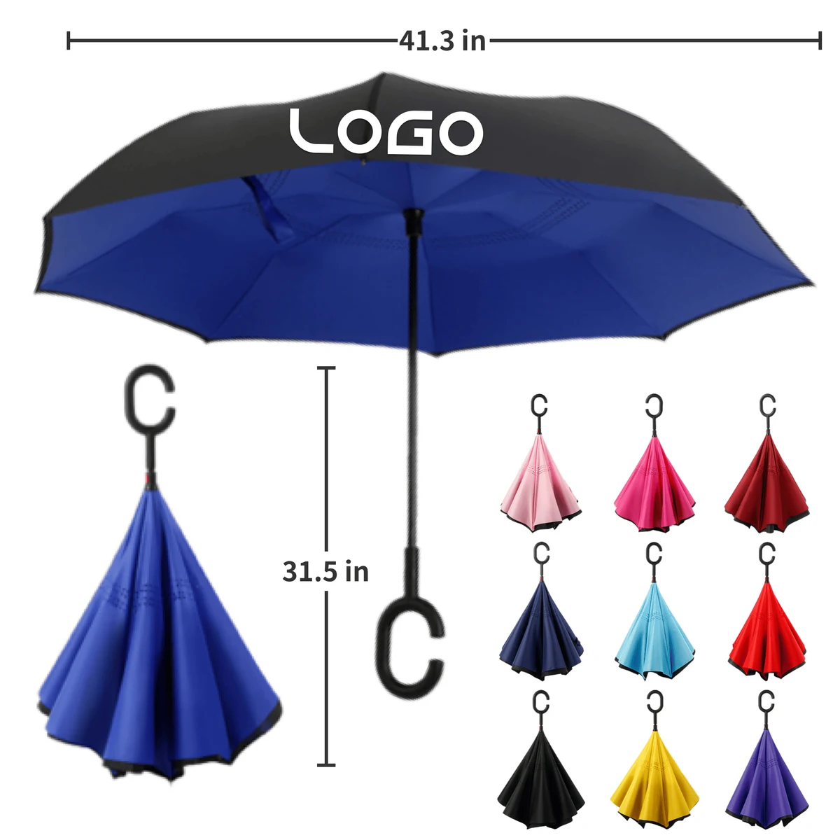 Hands-Free C-Handle Double-Layer Umbrella 1