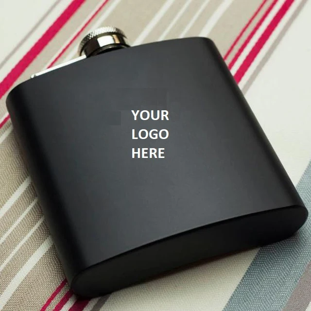 Matte Black Spray Paint SS Hip Flask 6oz 1