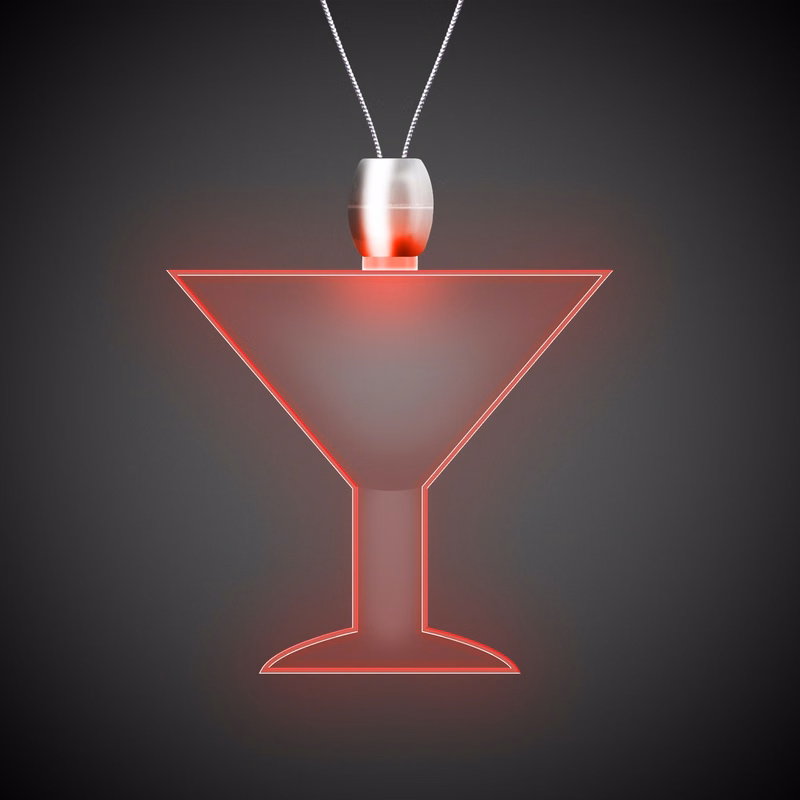 Martini Glass Red Light-Up Acrylic Pendant Necklace