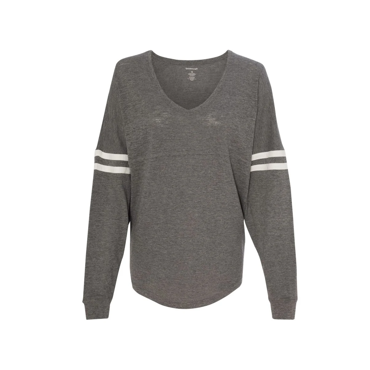 Women's Slub Jersey Varsitee V-Neck Long Sleeve T-Shirt - T17 1