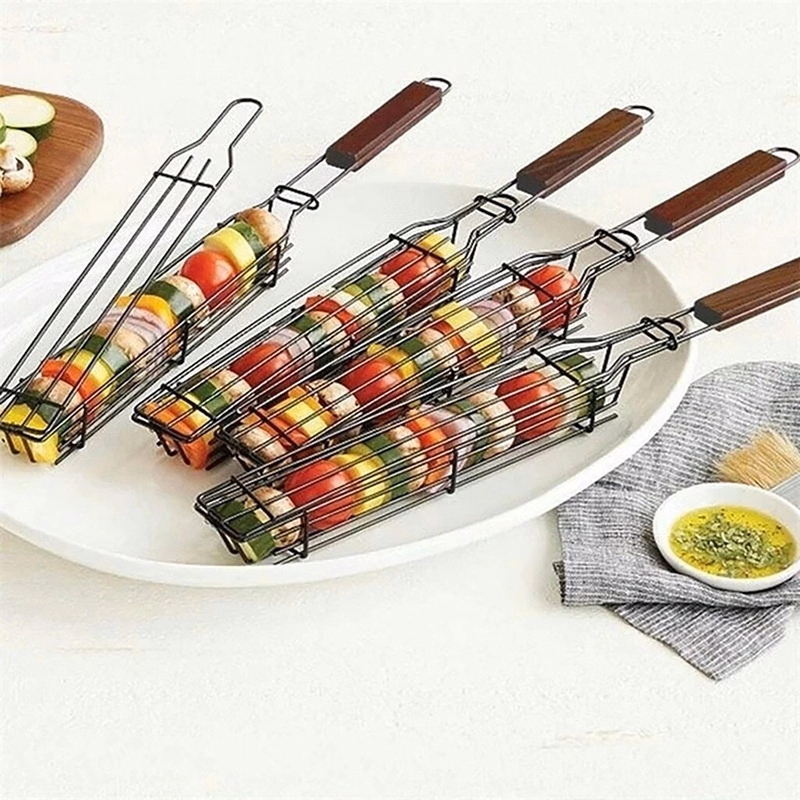 Kabob Grilling Basket Bbq Skewers Stainless Steel