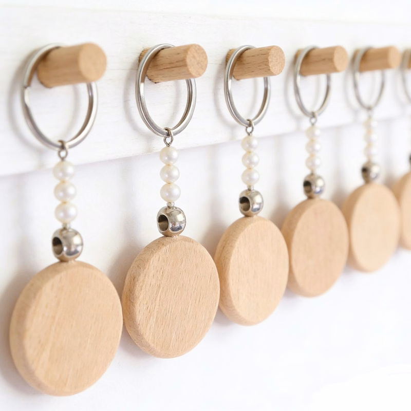 Eco-friendly Round Wood Keychain
