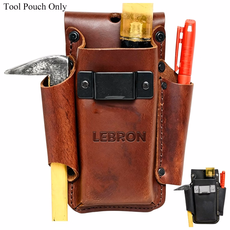 PU Leather 3-Pocket Tool Pouch