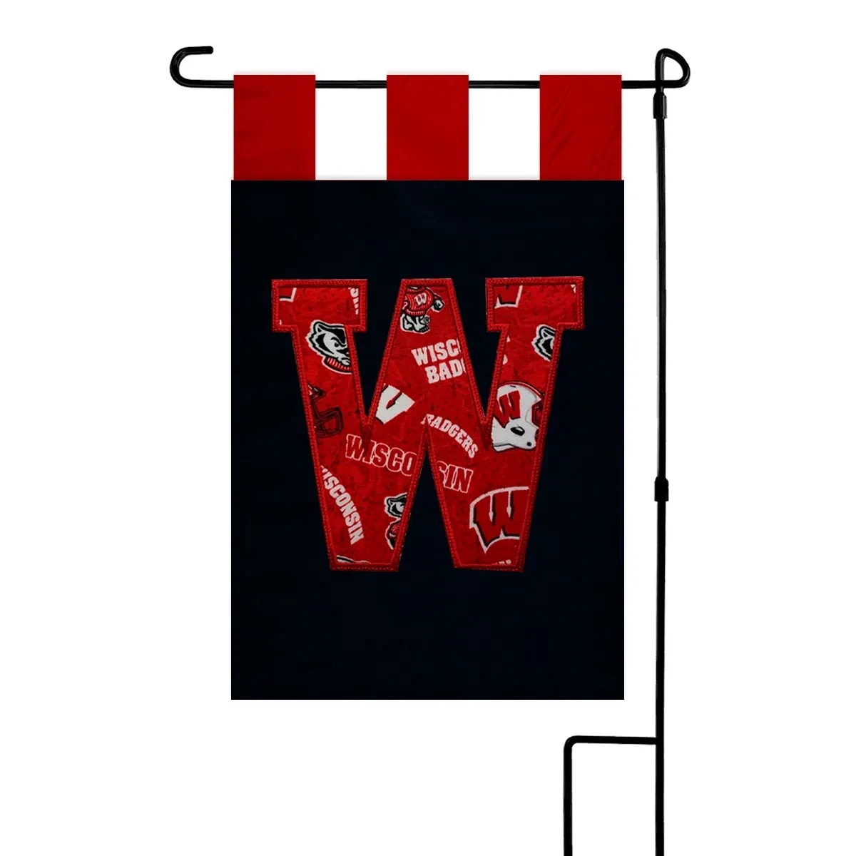 Custom Applique & Embroidered Garden Flag Silk Poly 1