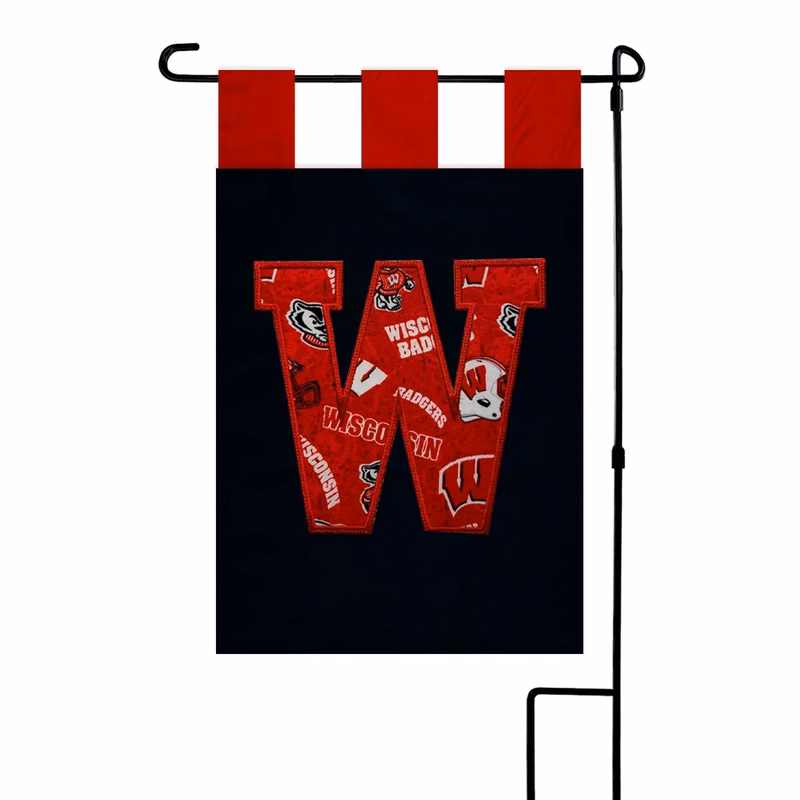 Custom Applique & Embroidered Garden Flag Silk Poly