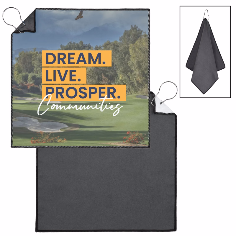Two-Sided Microfiber Golf Towel w/ Full Color Dye Sublimation