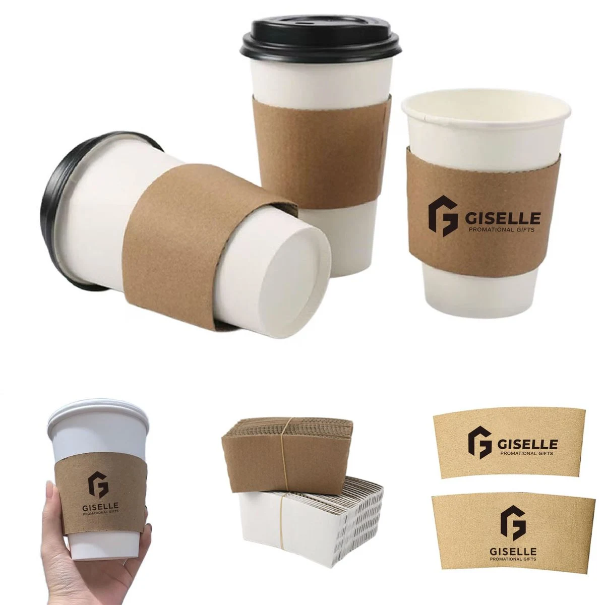 10 to 22 oz Eco Disposable Corrugated Hot & Cold Cup Sleeves, custom koozie with logo imprint 1
