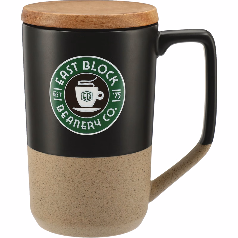 Tahoe Tea & Coffee Ceramic Mug with Wood Lid 16oz