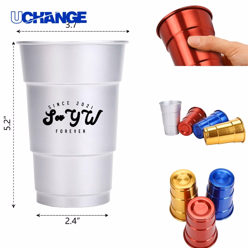 16 oz Aluminum Reusable Stadium Party Beer Cup Drinkware for Events
