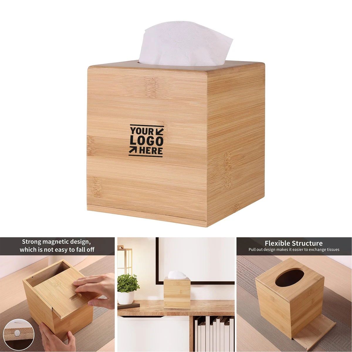 Square Farmhouse Slide-Out Bottom Tissue Box Cover And Holder 1