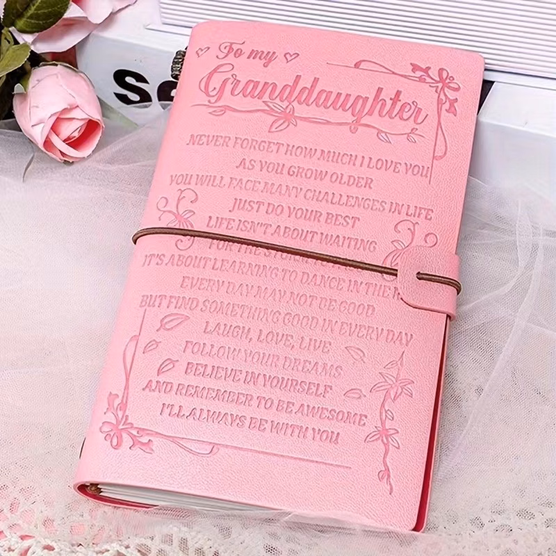 PU leather pink card slot journal book