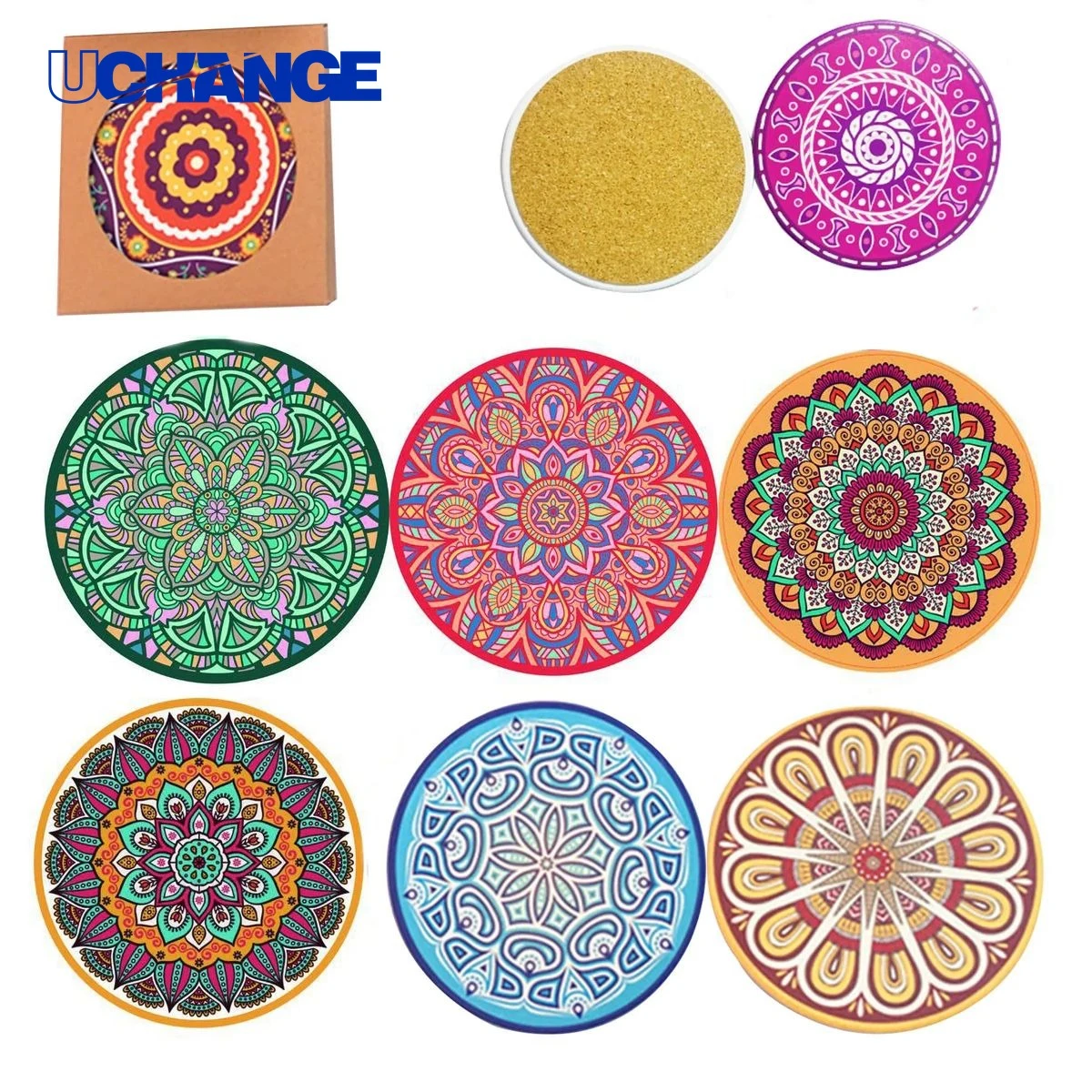 Cork Bottom Ceramic Coaster Set 1