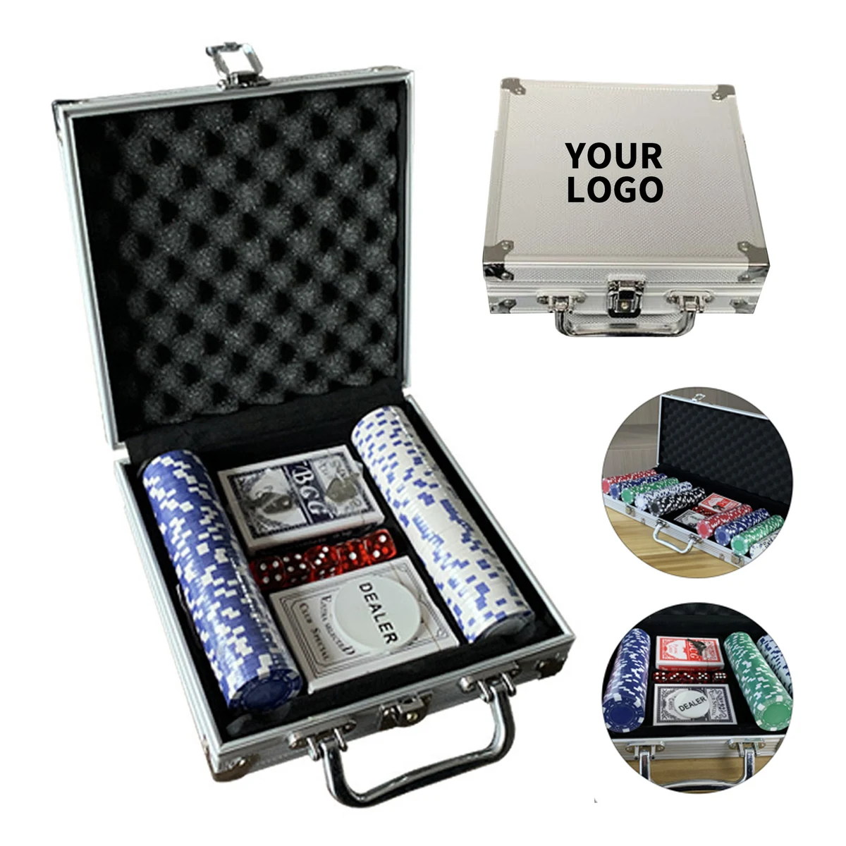 Poker Chip Set With Aluminum Case 9.4" x 9" x 2.7" 1